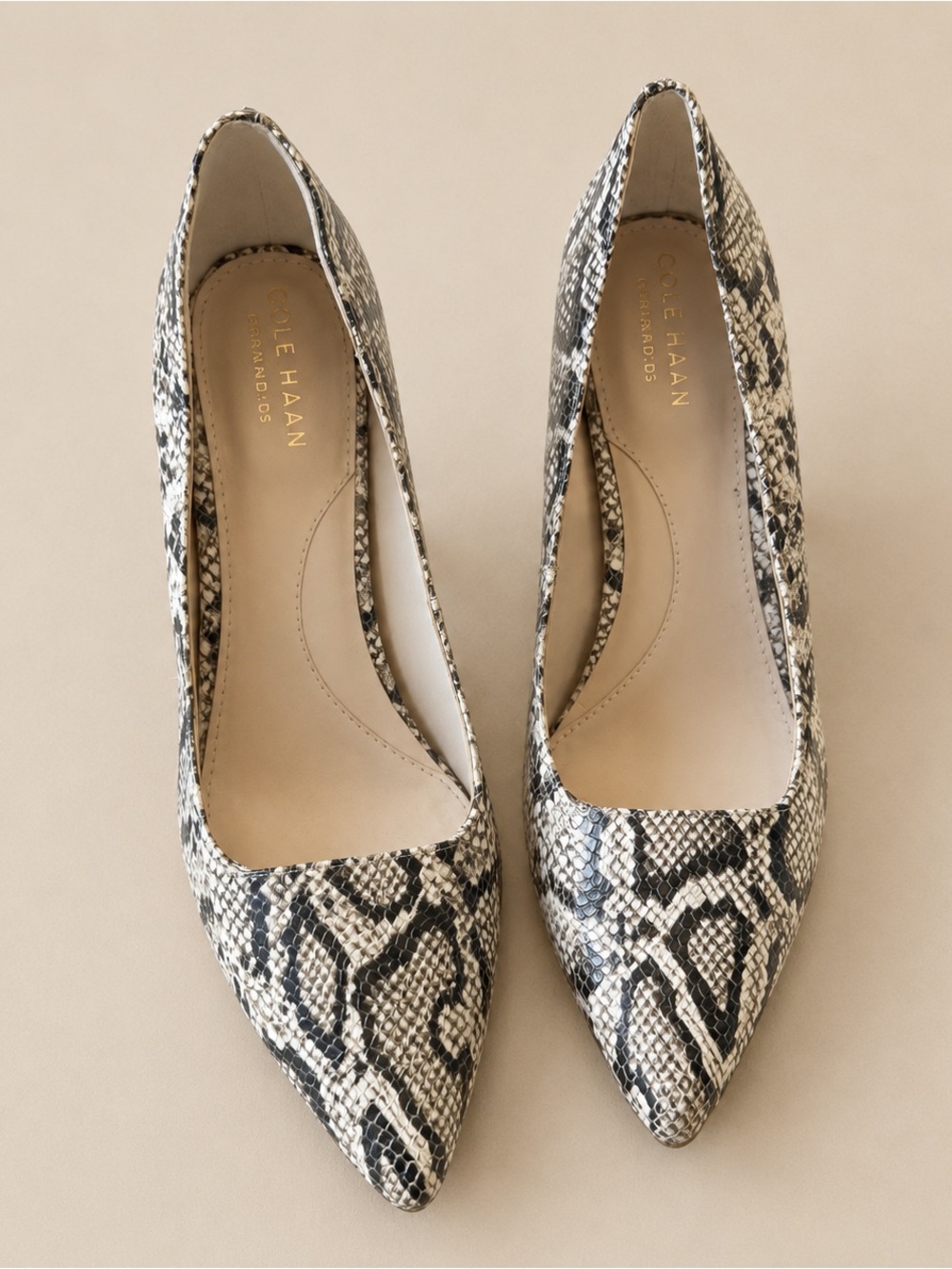 ✨ Cole Haan Grand Series Snakeskin Block Heel Pumps Size 6.5B ✨
